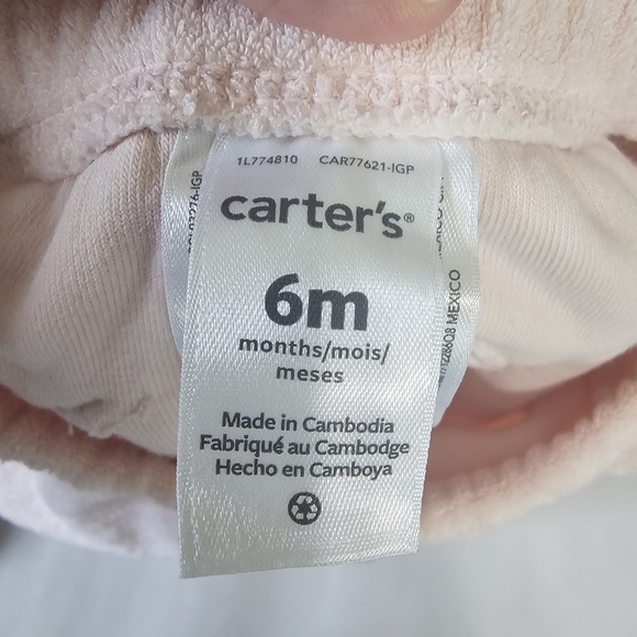 Set of‎ 3 Carter's Bear Butt Pants Pink Gray Flower Pants & Hat Baby Girl 6M - Picture 8 of 8